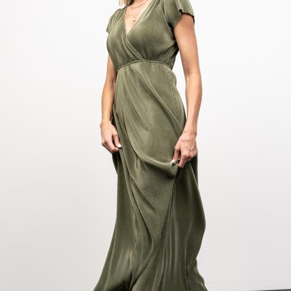 Athena Pleated Maxi Dress sage